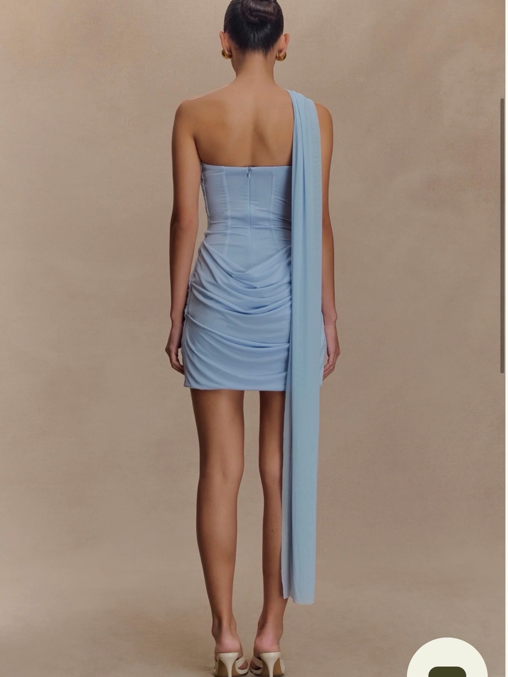 Meshki Light Blue Ruched Mini Dress - Picture 2 of 12